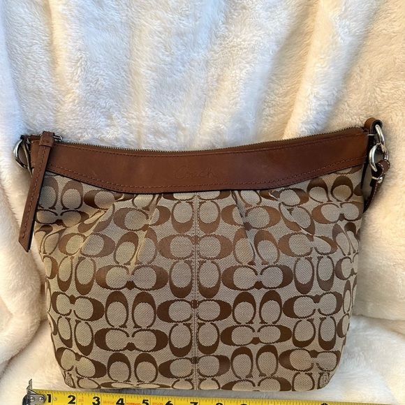 Coach Signature Brown and Tan Hobo Shoulder Bag - Picture 11 of 16